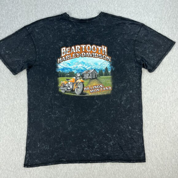 Harley-Davidson Shirt Mens 2XL Black Stonewash Skull Beartooth Billings Montana - Picture 8 of 12